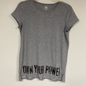 Athleta Girls' OWN YOUR POWER Short Sleeve Athletic  Shirt XXL - 16 Gray Stretch